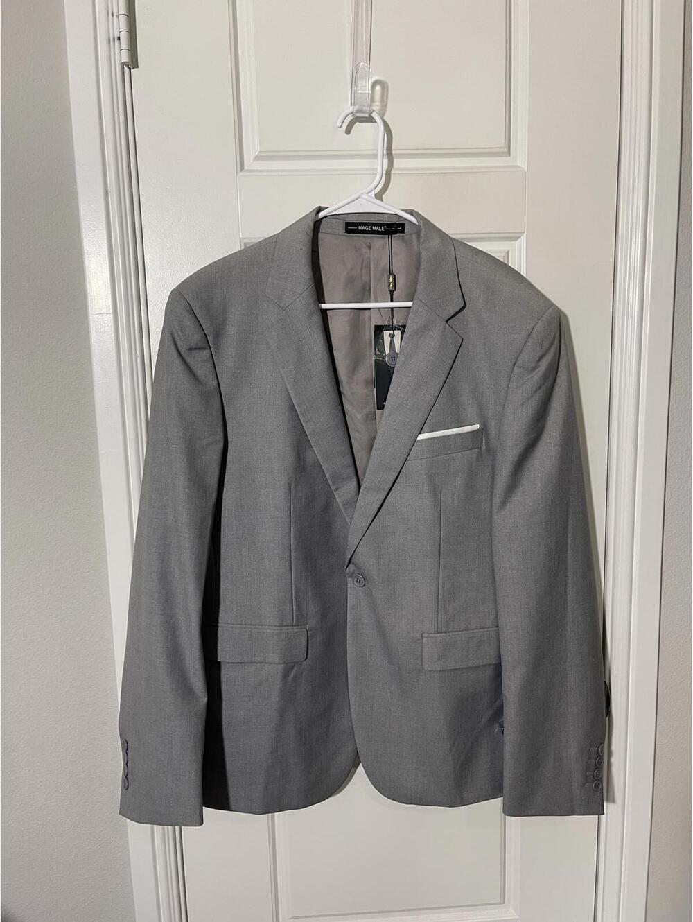 Mage Male Suits for Men Size Large Light Gray Blazer M148